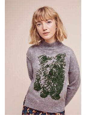 Anthropologie Moth Puppy Dog Pullover Wool Blend